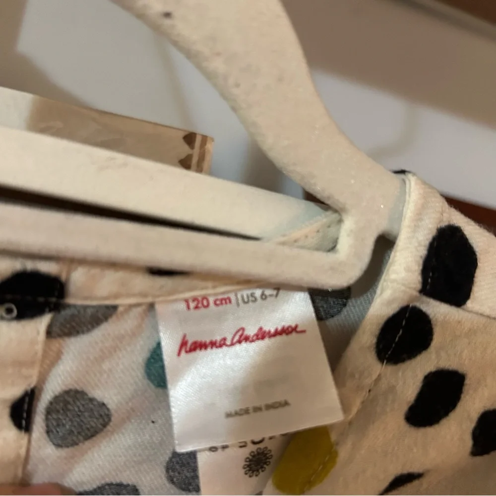 Hanna Andersson Kids Youth Girls 120 6, 7 Flannel Polka Dot Dress